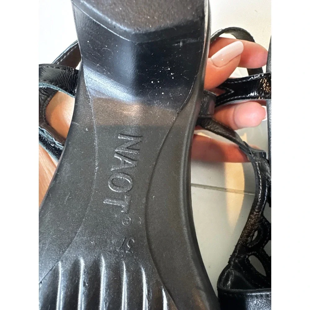 Naot Sandals Size 37 6.5 7 Leather T-Strap Wedge Comfort Gorpcore Minimalist